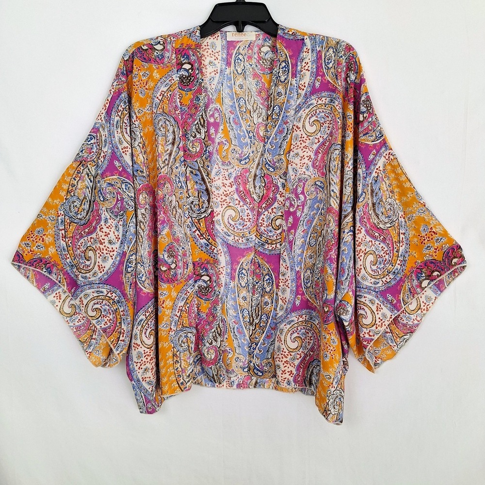 Vintage Whimsigoth Paisley Kimono Cover Sz M‎ Made In USA Ethereal Airy Renee C.